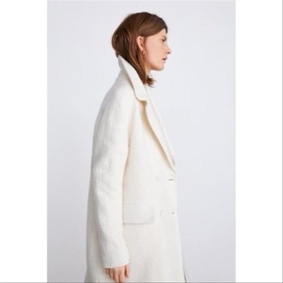 Zara | Cream Ivory Double Breasted Limited Edition Wool Blend Pea Coat - Picture 2 of 11